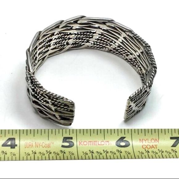VINTAGE Sterling Silver Modern Cuff Bracelet - Picture 12 of 14